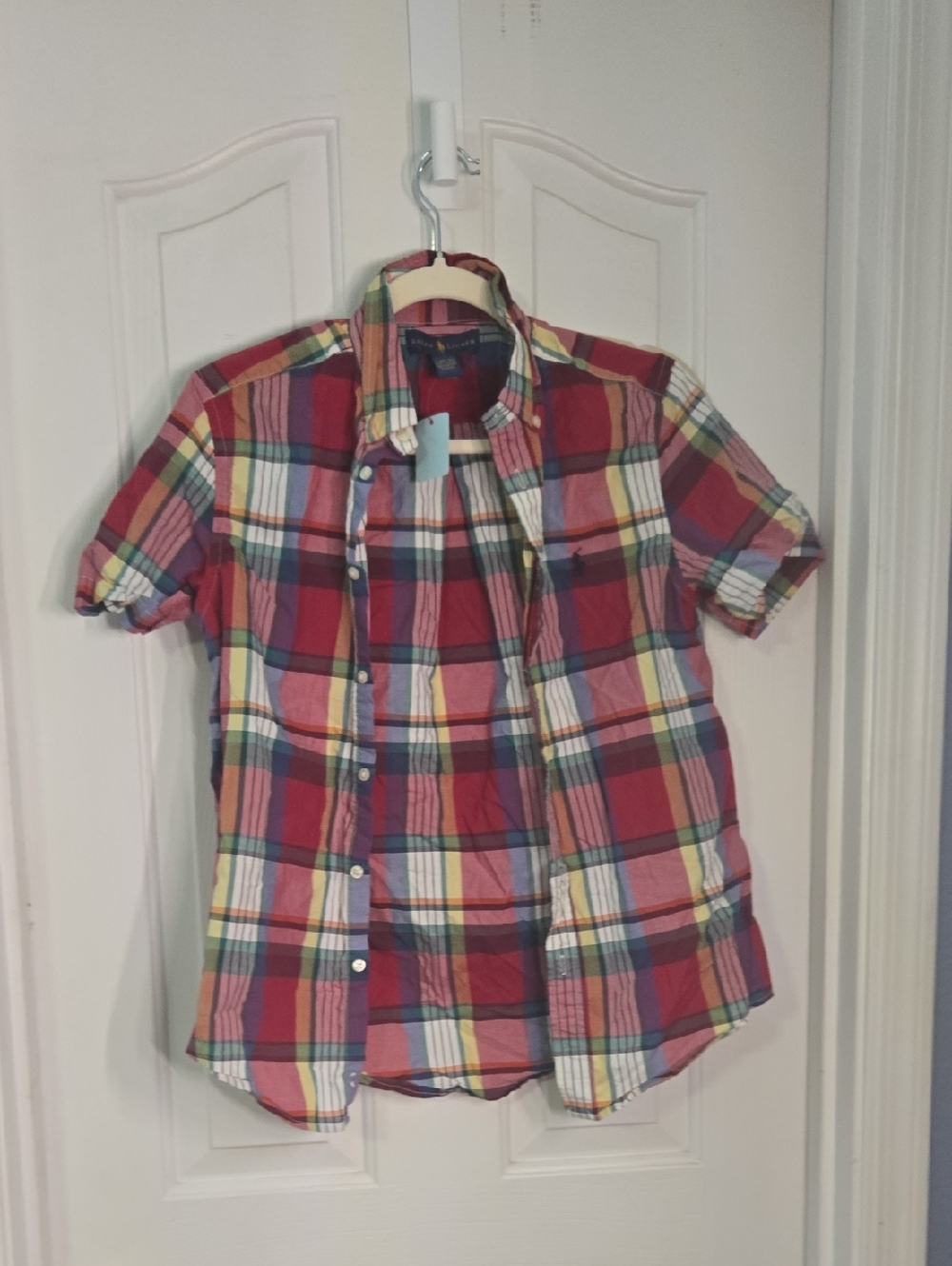 Ralph Lauren Red Plaid Short-Sleeve Button-Down Shirt
